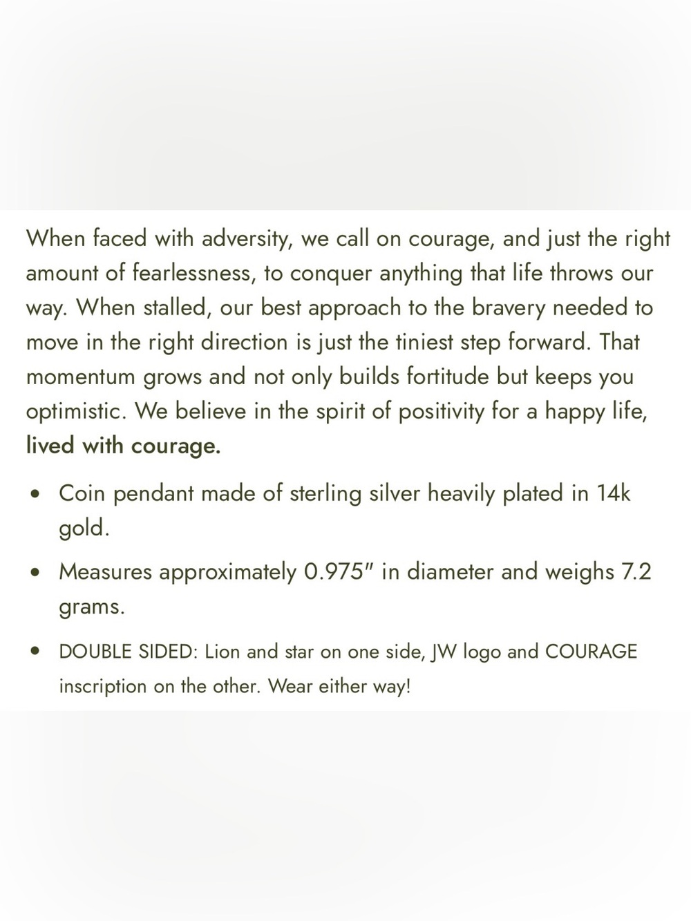 Jane Win Courage Small Pendant Coin with Chain - Picture 5 of 11